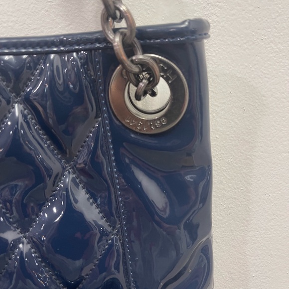 Coach Navy Blue poppy liquid glass, quilted shoulder bag - Picture 7 of 13